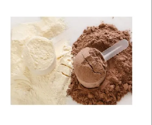 Two types of protein, whey protein concentrate and whey isolate.